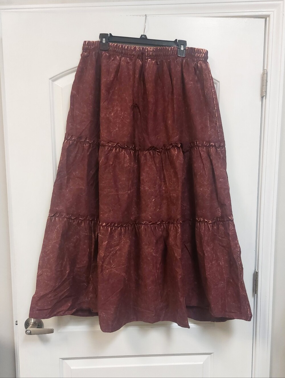 Zenana Eggplant Mineral Wash Tiered Maxi Skirt Sz 2X*The color is an eggplant